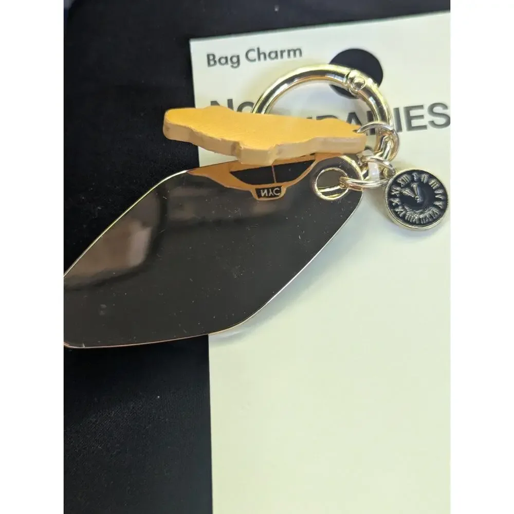 No Boundaries Bag Charm Goldtone NYC Yellow Taxi Sorry I'm Late Snail New